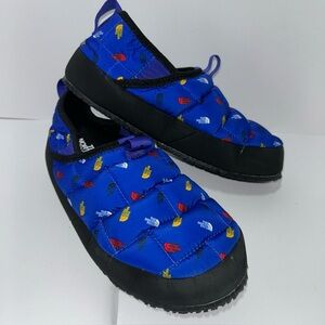 THE NORTH FACE Insulated Traction Mule II Slipper Shoe Youth Size Blue Logo EUC